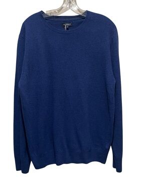 Gutteridge Crewneck Sweater Blue Lambswool Cashmere Blend Men Size Large NWT
